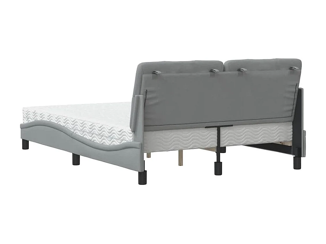Lit avec matelas gris clair 120x200 cm tissu