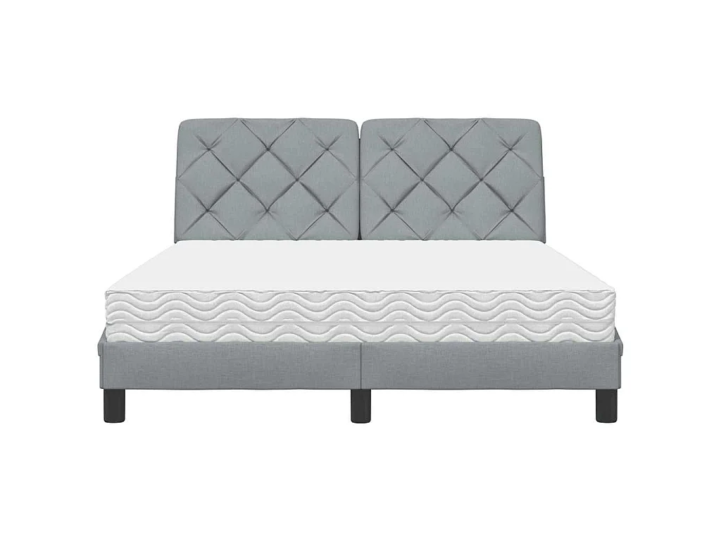 Letto con Materasso Grigio Chiaro 120x200cm Tessuto