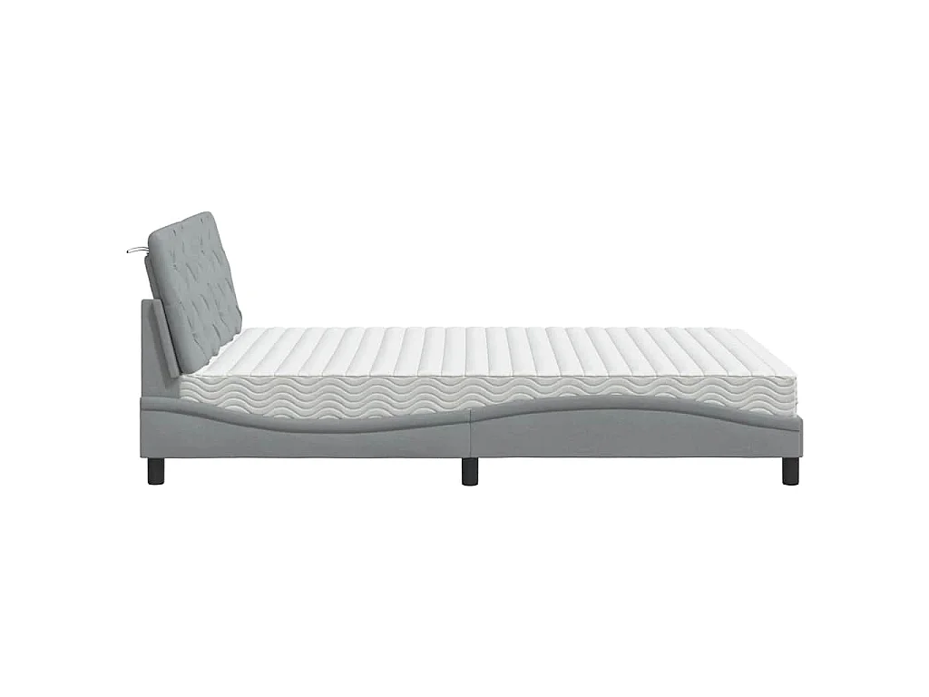Letto con Materasso Grigio Chiaro 120x200cm Tessuto