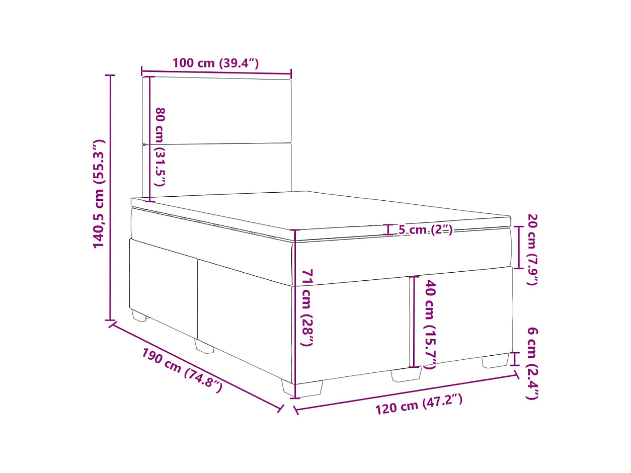 Sommier à lattes de lit avec matelas taupe 120x190 cm tissu