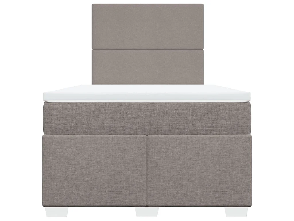 Cama box spring con colchón tela gris taupe 120x190 cm
