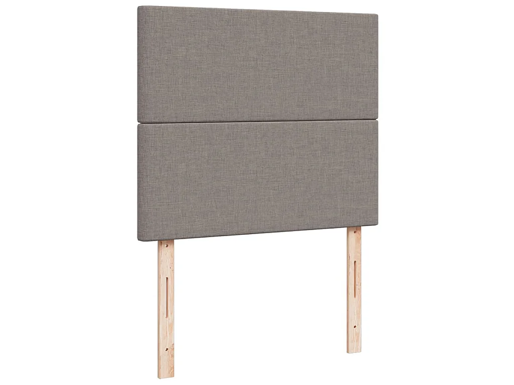 Cama box spring con colchón tela gris taupe 120x190 cm