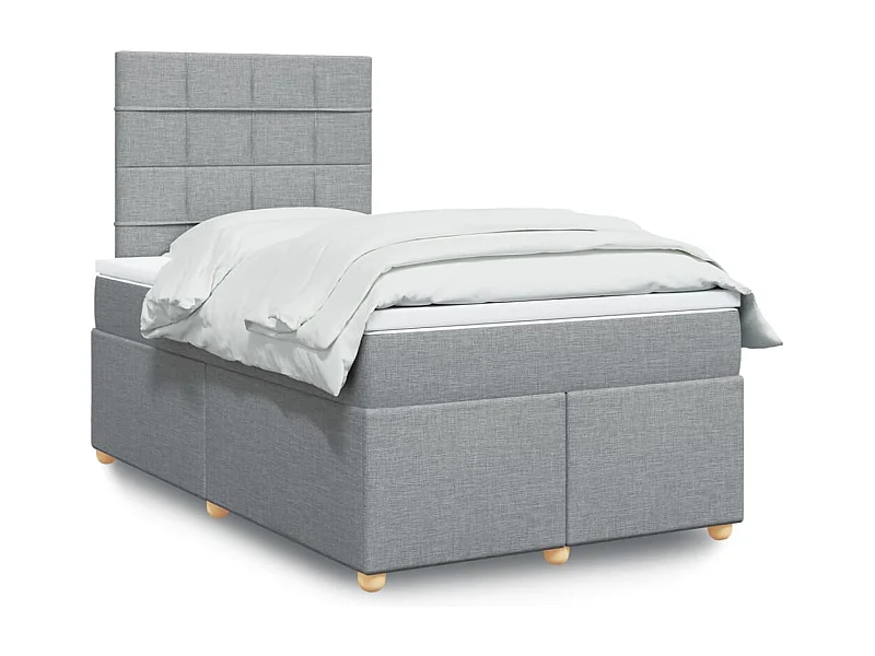 Boxspringbett mit Matratze Hellgrau 120x190 cm Stoff