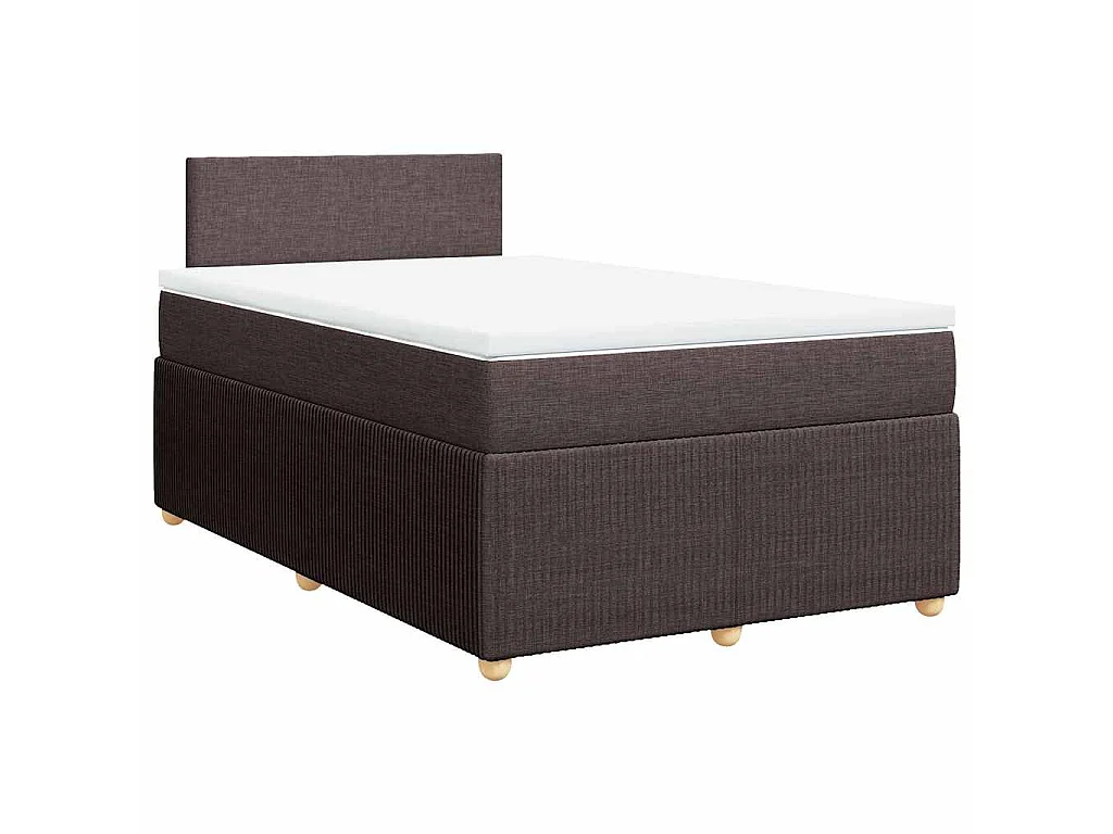 Cama box spring con colchón tela marrón oscuro 120x190 cm
