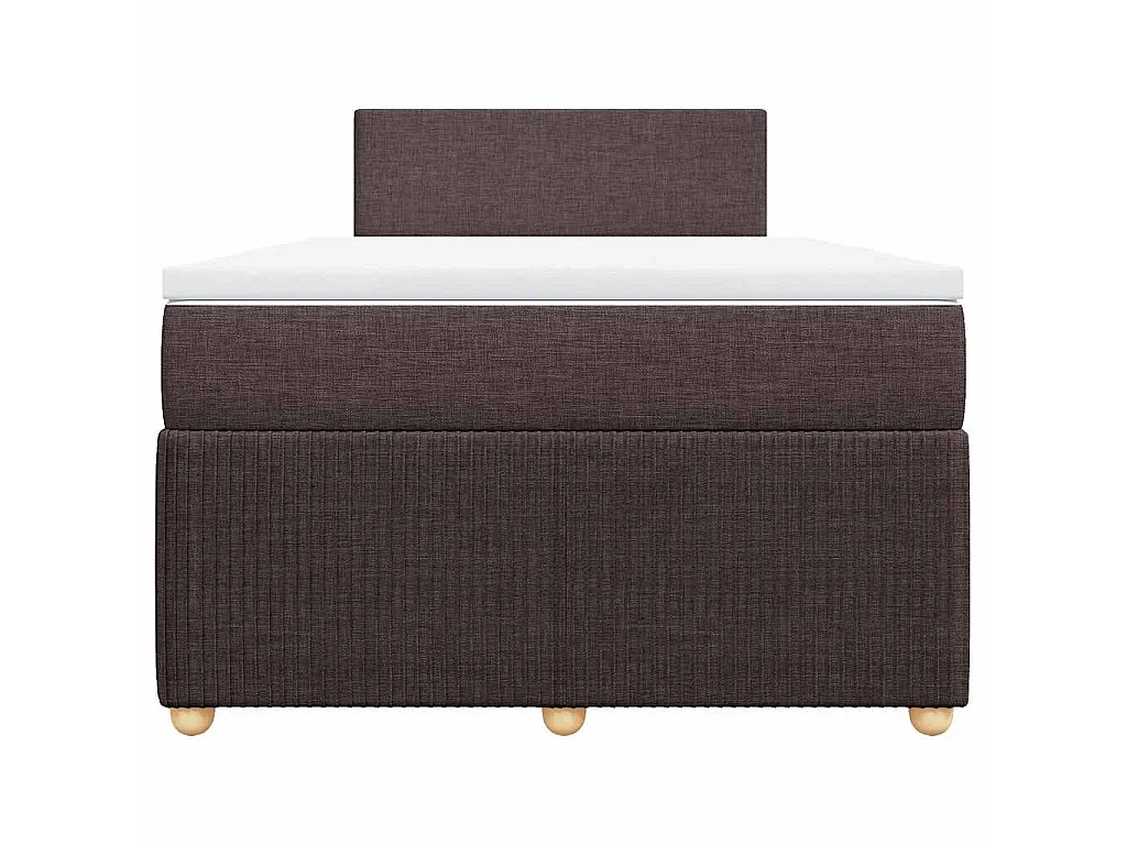 Cama box spring con colchón tela marrón oscuro 120x190 cm