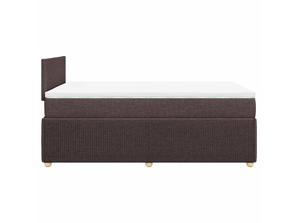 Cama box spring con colchón tela marrón oscuro 120x190 cm