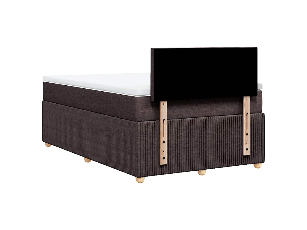 Cama box spring con colchón tela marrón oscuro 120x190 cm