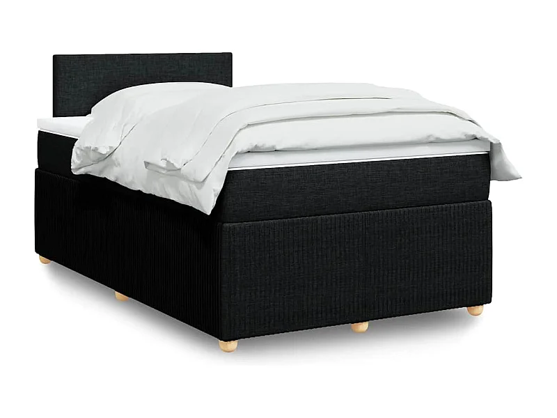 Cama box spring con colchón tela negro 120x190 cm