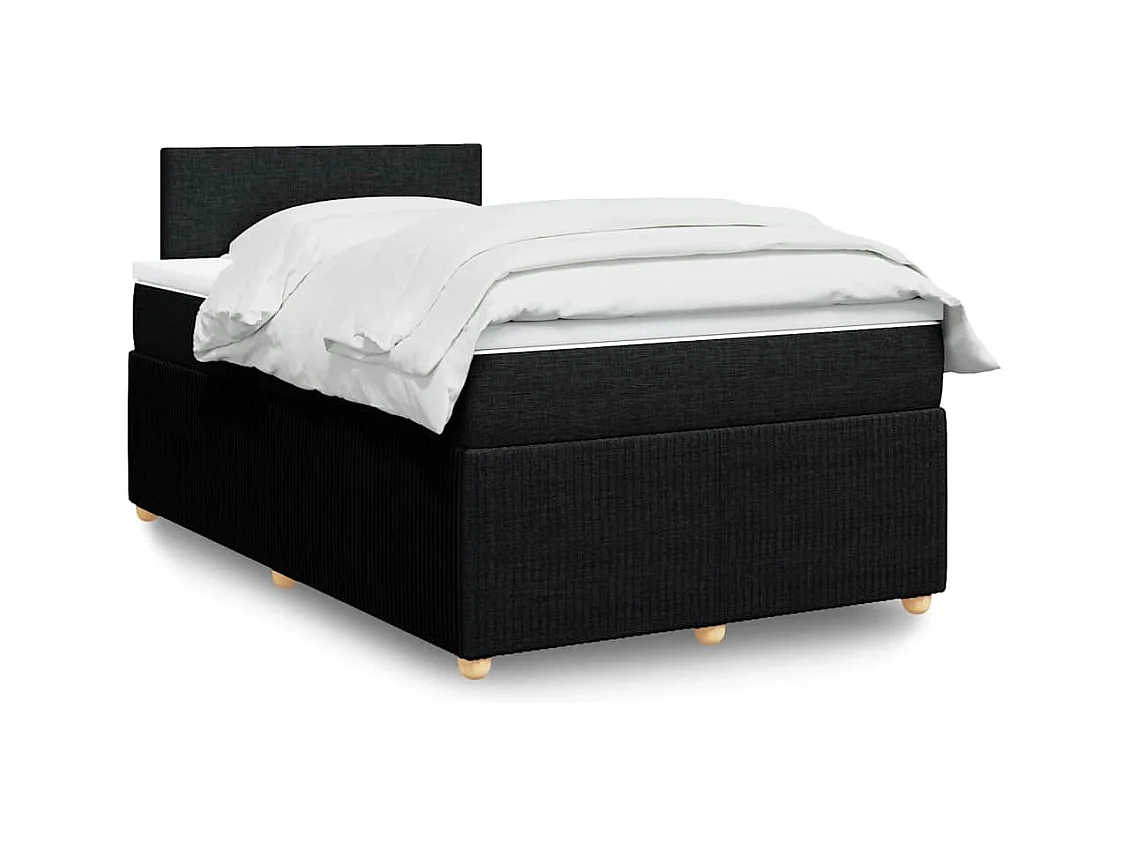 Sommier à lattes de lit avec matelas noir 120x190 cm tissu