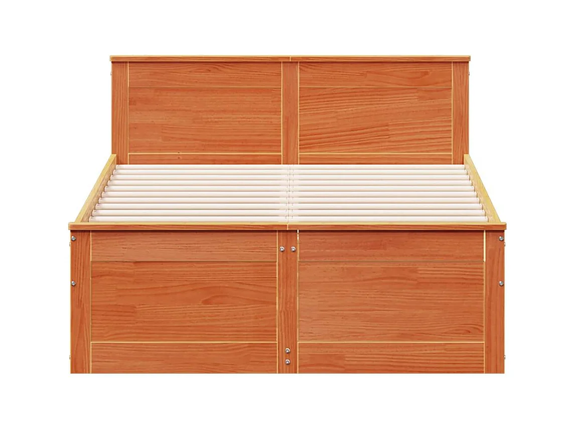 Massivholzbett ohne Matratze mit Kopfteil Wachsbraun 120x190 cm