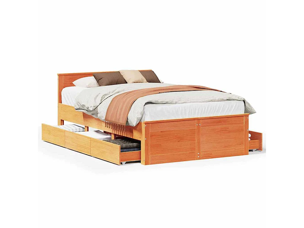 Giroletto senza Materasso con Testata Marrone Cera 120x190 Pino
