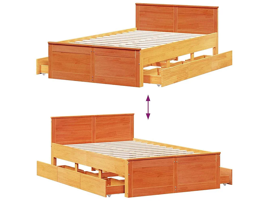 Giroletto senza Materasso con Testata Marrone Cera 120x190 Pino