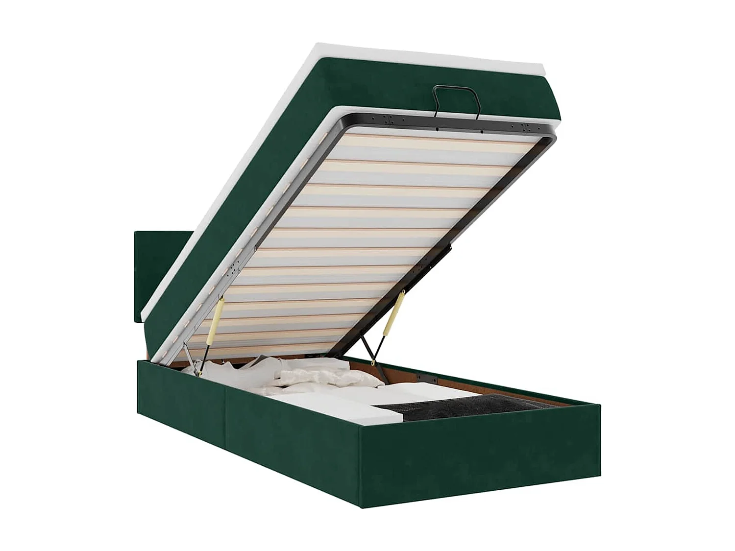 Pouf Letto con Materasso Verde Scuro 120x190 cm Velluto