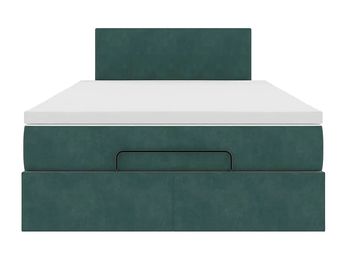 Pouf Letto con Materasso Verde Scuro 120x190 cm Velluto