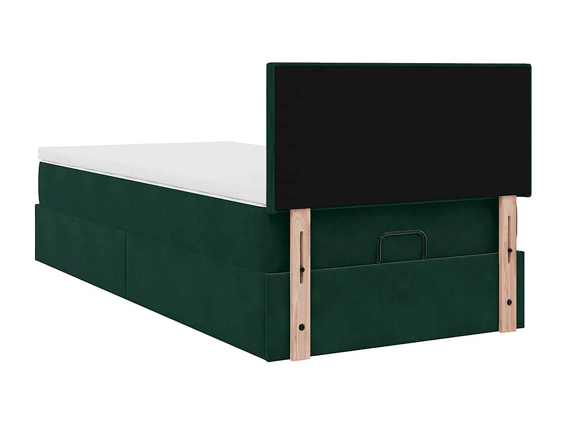 Pouf Letto con Materasso Verde Scuro 120x190 cm Velluto