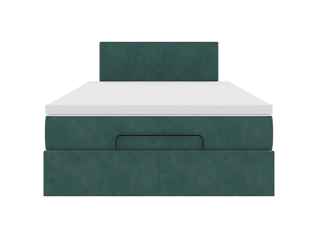 Cama otomana con colchón 120x190 cm terciopelo verde oscuro