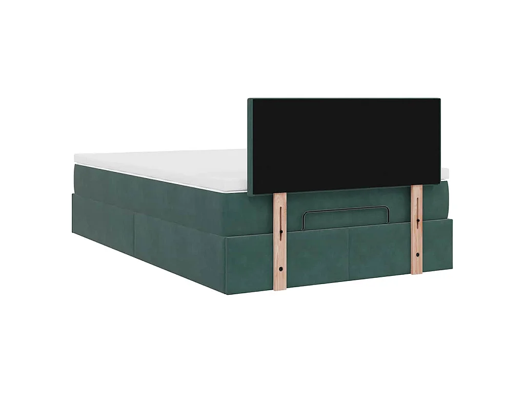 Cama otomana con colchón 120x190 cm terciopelo verde oscuro