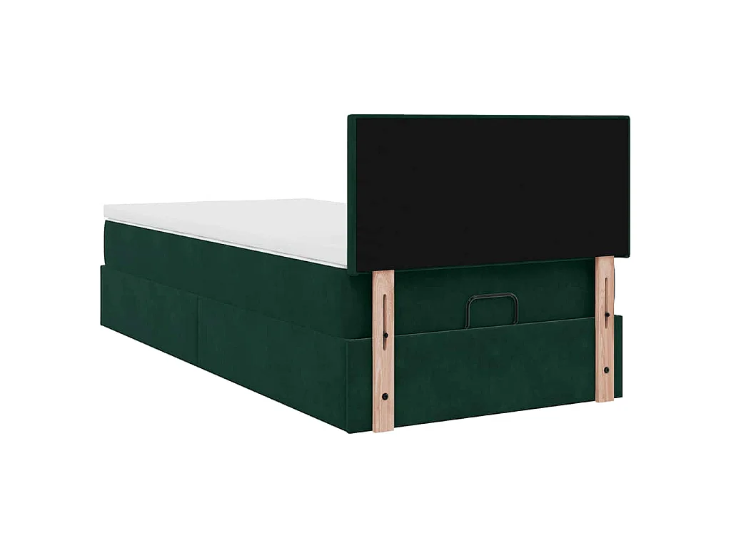 Cama otomana con colchón 120x190 cm terciopelo verde oscuro