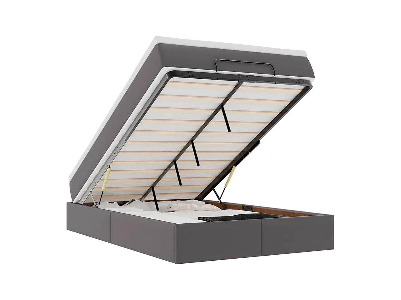 Cadre de lit ottoman avec matelas gris 120x200 cm similicuir