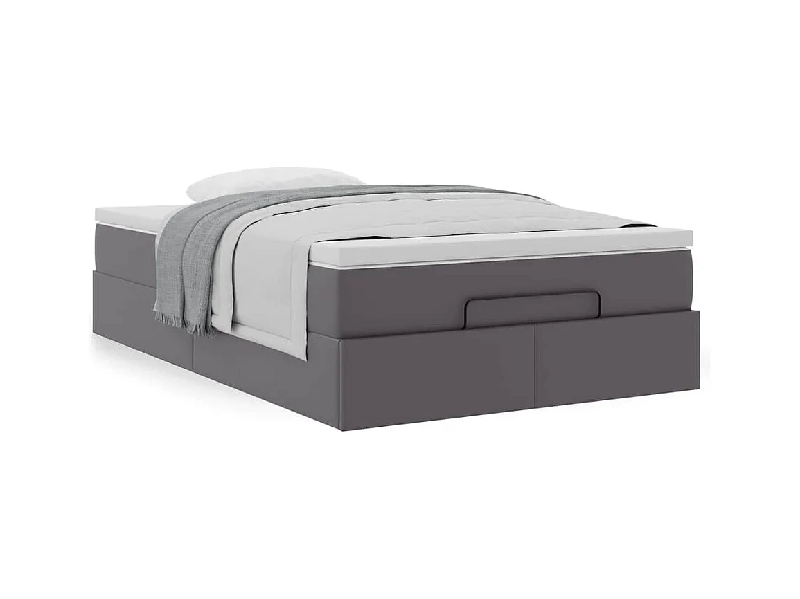 Cadre de lit ottoman avec matelas gris 120x200 cm similicuir