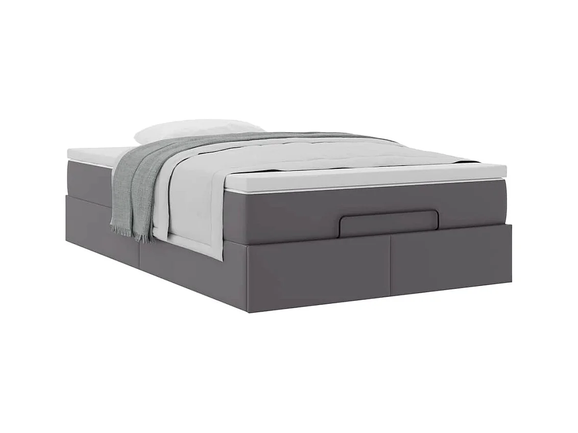 Cadre de lit ottoman avec matelas gris 120x200 cm similicuir