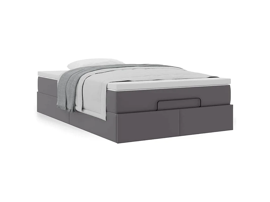 Estructura cama otomana colchón cuero sintético gris 120x200cm