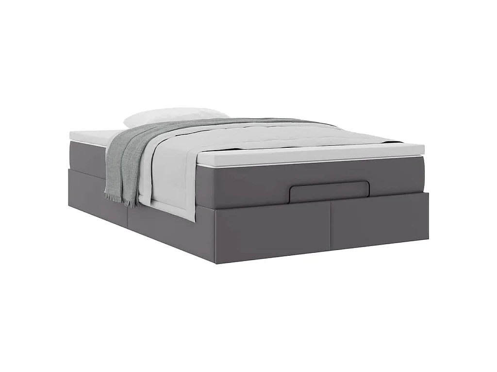 Estructura cama otomana colchón cuero sintético gris 120x200cm