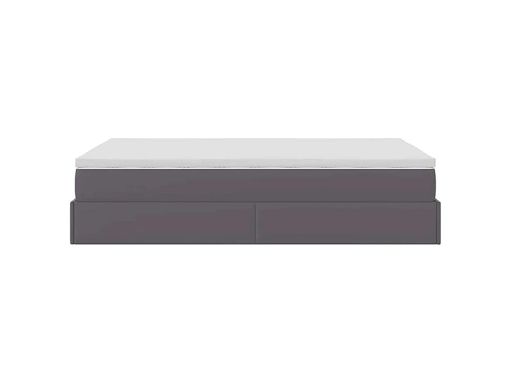 Estructura cama otomana colchón cuero sintético gris 120x200cm