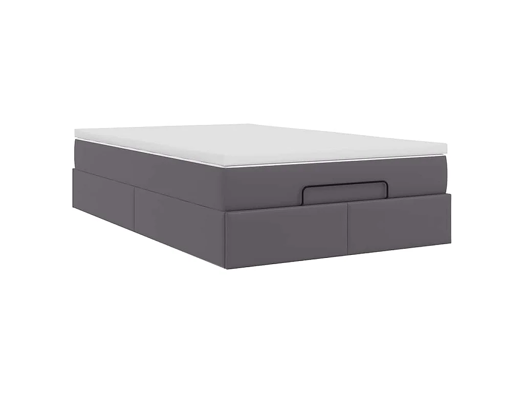 Estructura cama otomana colchón cuero sintético gris 120x200cm