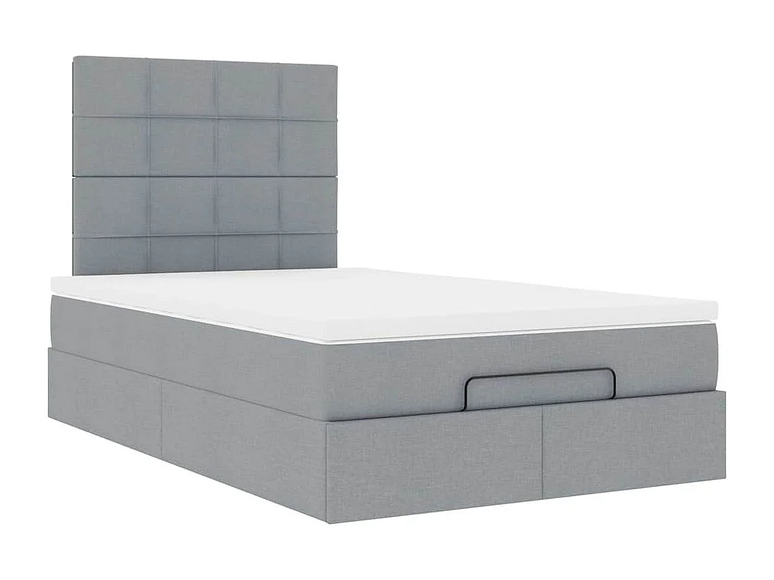 Cadre de lit ottoman avec matelas gris clair 120x190 cm tissu
