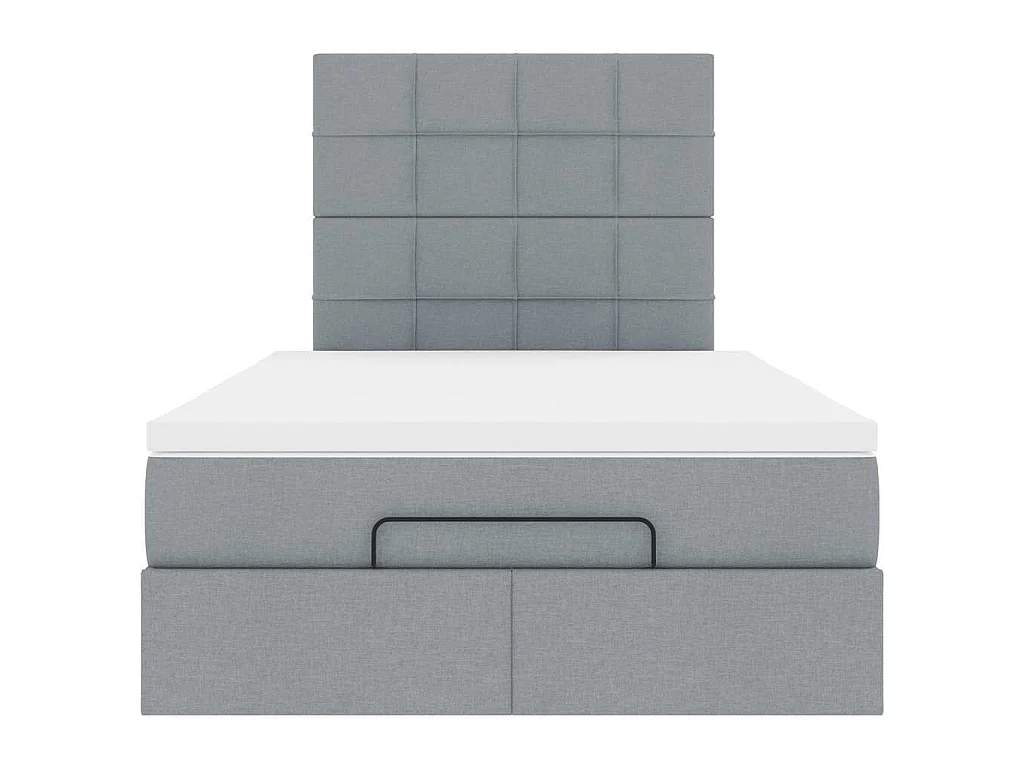 Ottoman-Bett mit Matratze Hellgrau 120x190 cm Stoff