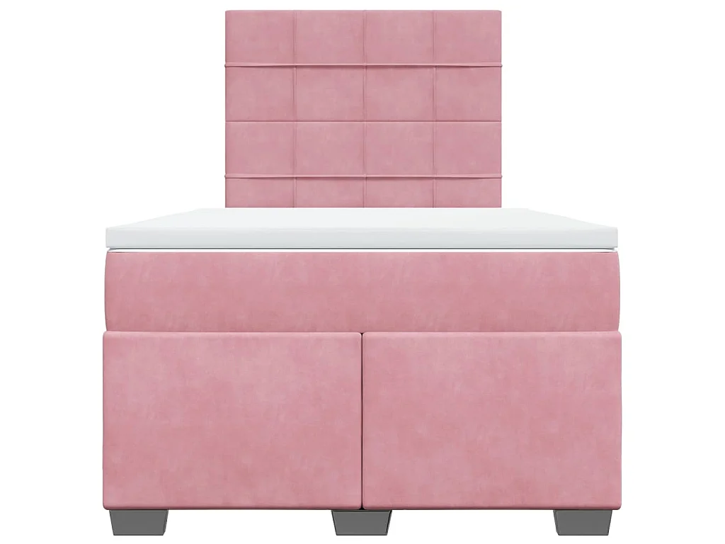 Cama box spring con colchón terciopelo rosa 120x190 cm