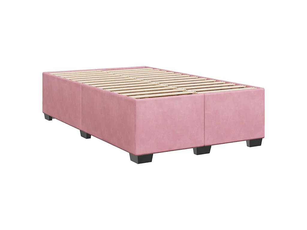 Cama box spring con colchón terciopelo rosa 120x190 cm