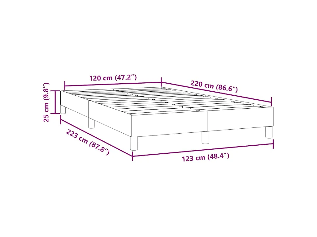 Bedframe zonder matras 120x220 cm fluweel roze