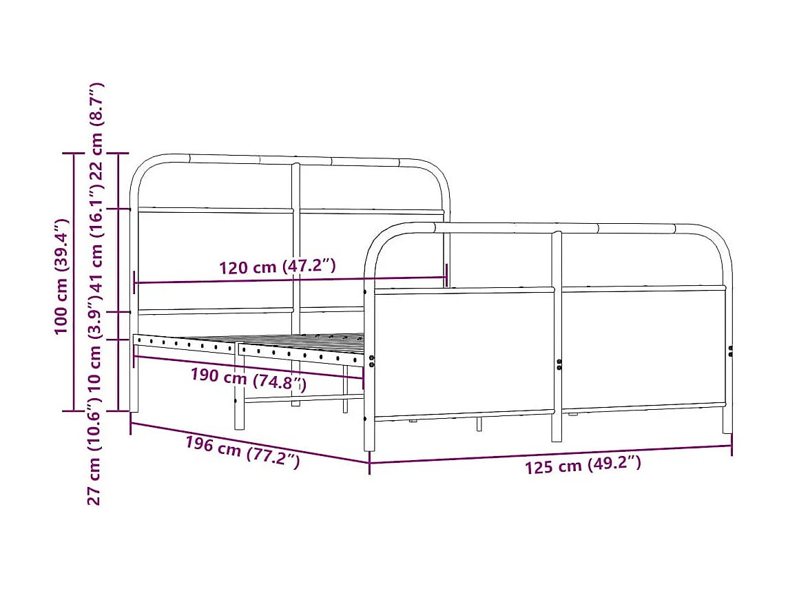 Giroletto senza Materasso Rovere Sonoma 120x190cm in Truciolato