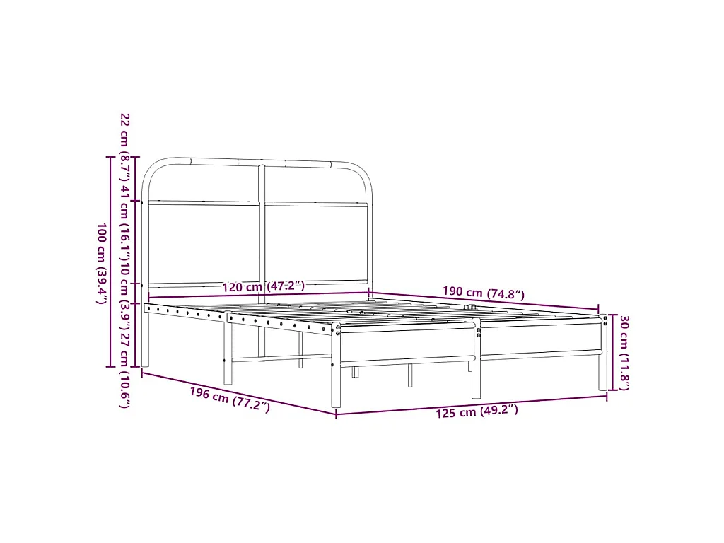 Cadre de lit sans matelas 120x190 cm chêne marron