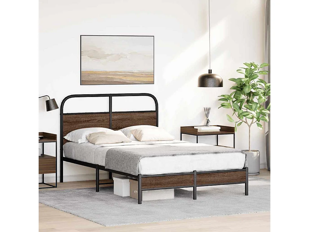Cadre de lit sans matelas 120x190 cm chêne marron