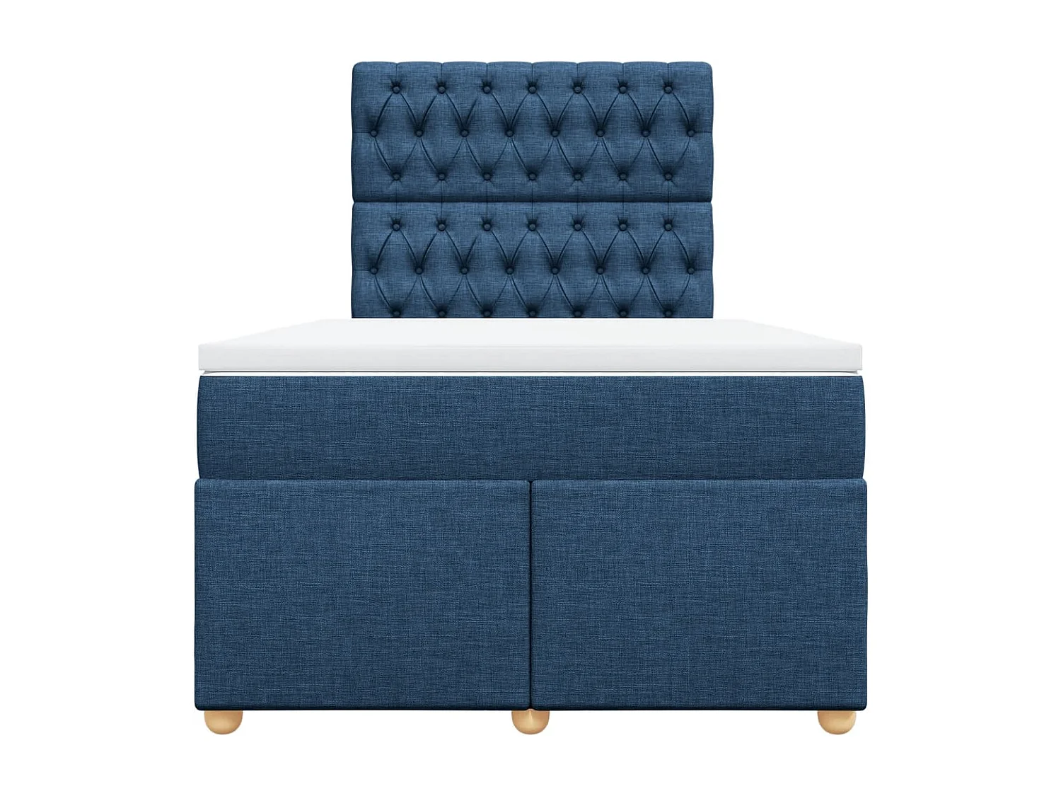 Cama box spring con colchón tela azul 120x200 cm