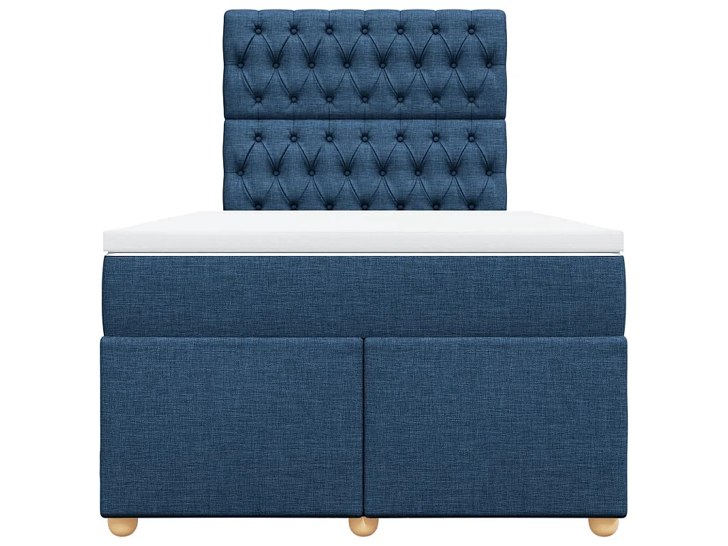 Cama box spring con colchón tela azul 120x200 cm