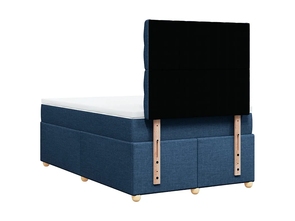 Cama box spring con colchón tela azul 120x200 cm
