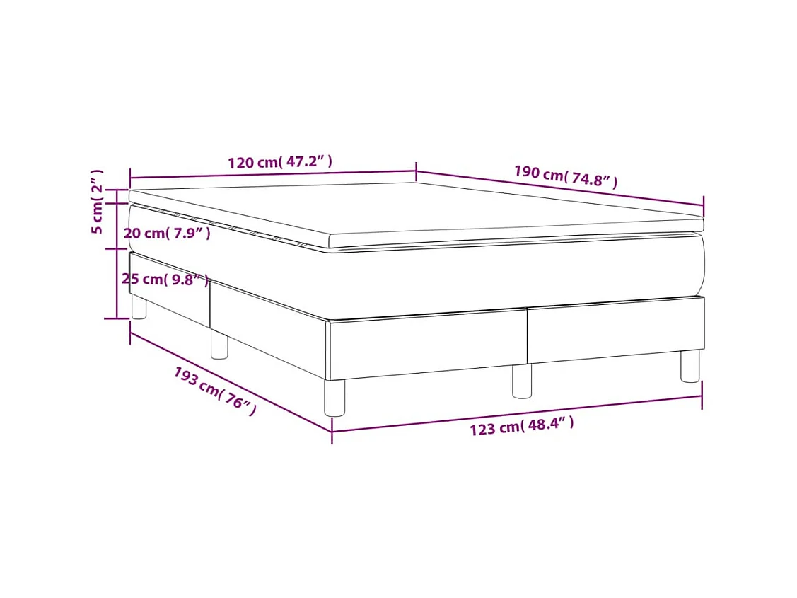 Sommier à lattes de lit et matelas bleu foncé 120x190cm velours
