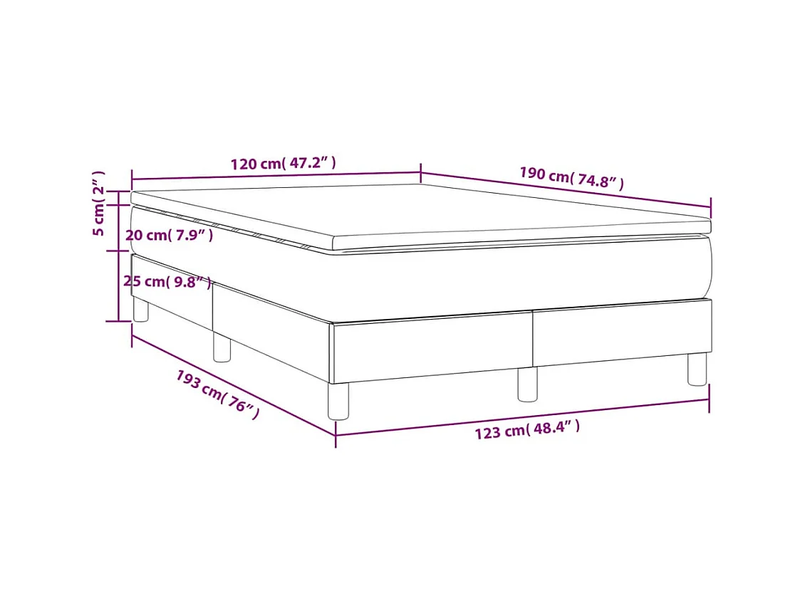 Boxspringbett mit Matratze Dunkelblau 120x190 cm Samt