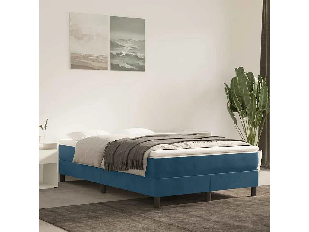 Boxspringbett mit Matratze Dunkelblau 120x190 cm Samt