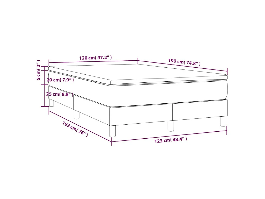 Boxspringbett mit Matratze Dunkelblau 120x190 cm Samt