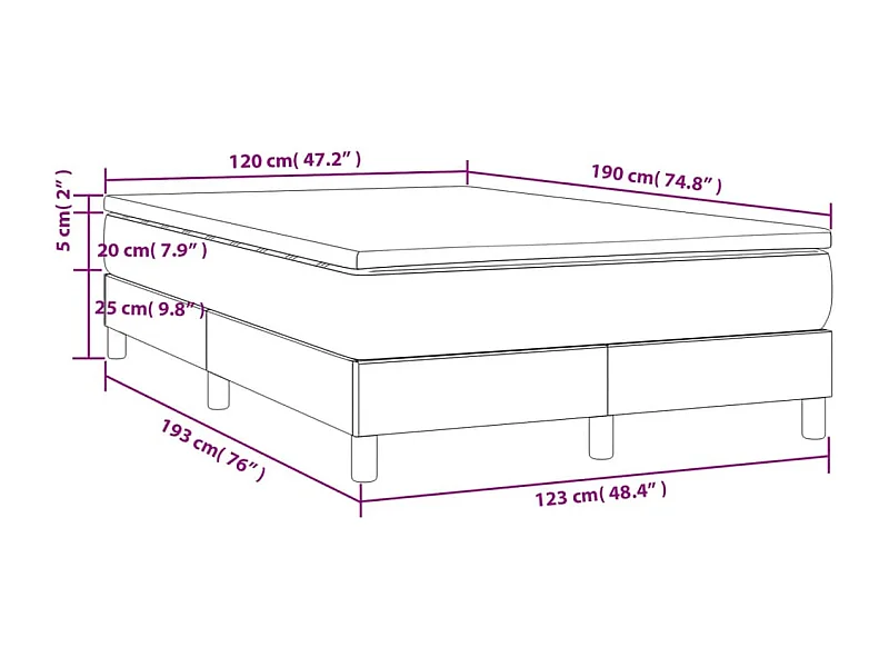 Giroletto a Molle con Materasso Blu Scuro 120x190 cm in Velluto