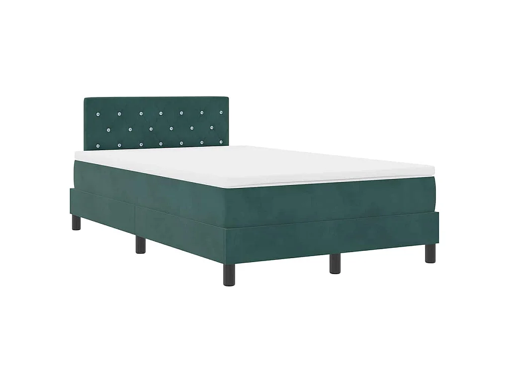 Cama Box com colchão Verde Escuro 120 x 190 cm Veludo