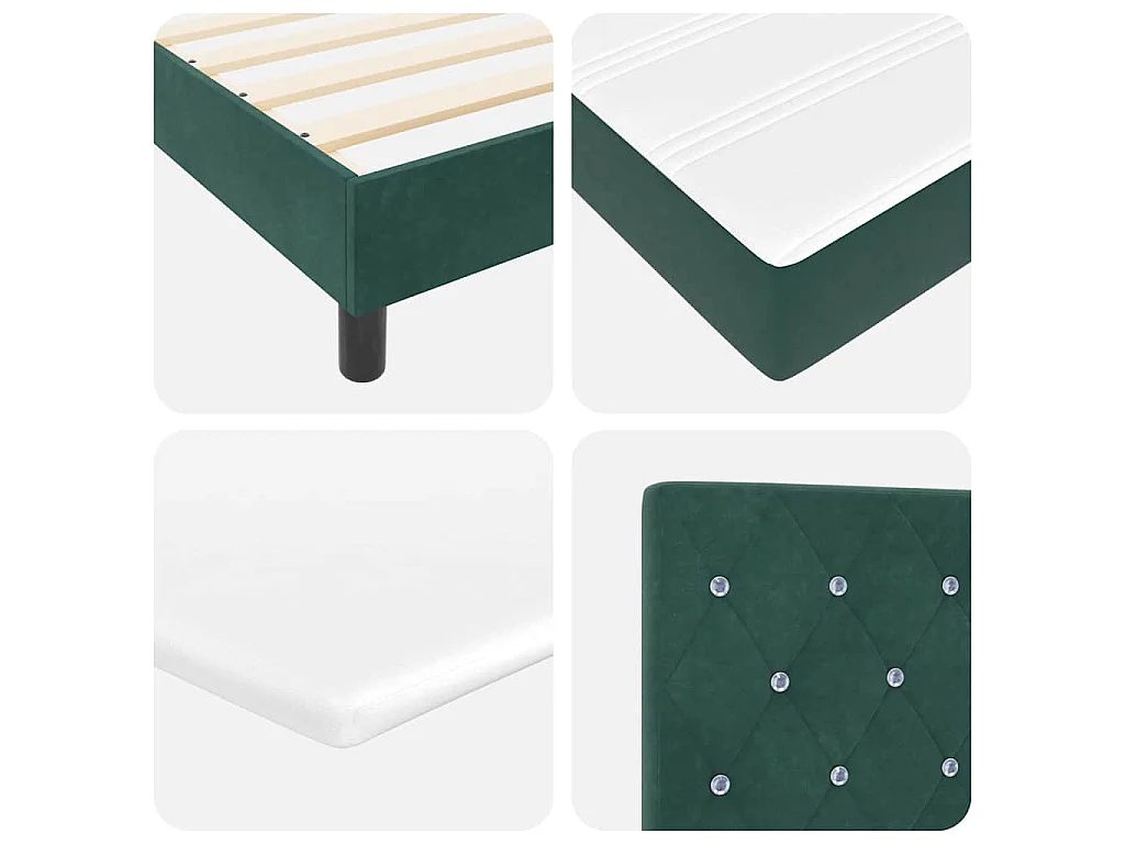 Cama Box com colchão Verde Escuro 120 x 190 cm Veludo