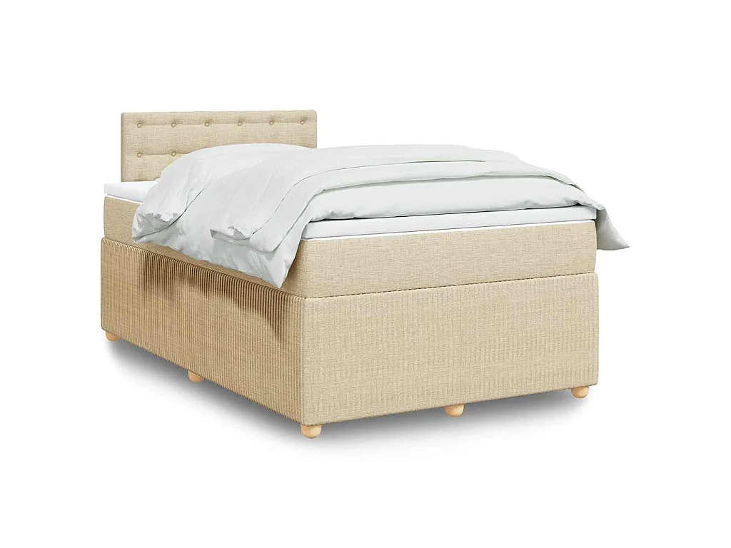 Cama boxspring com colchão 120x190 cm tecido cor creme