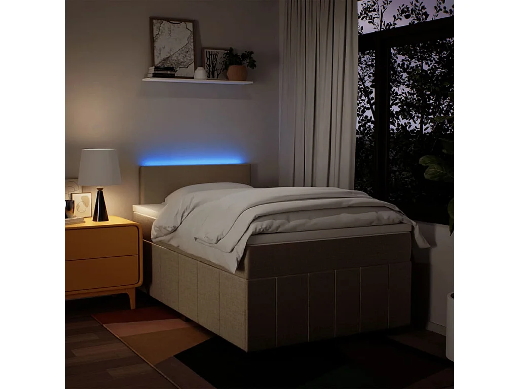 Boxspring met matras stof crèmekleurig 120x190 cm