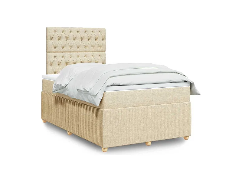 Sommier à lattes de lit avec matelas Crème 120x200 cm Tissu